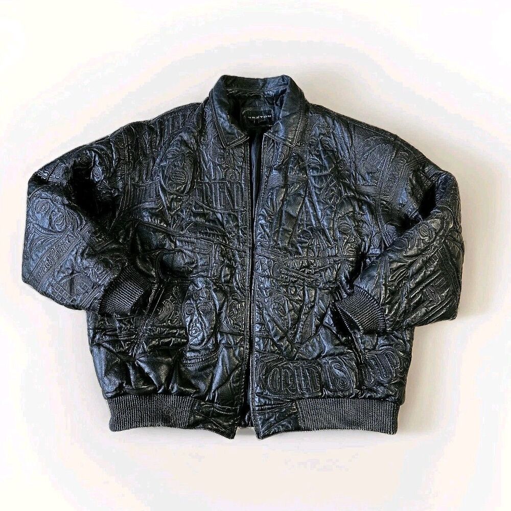 Rare Vintage Scarface Tony Montana Black Genuine Leather Jacket Sz. 5XL